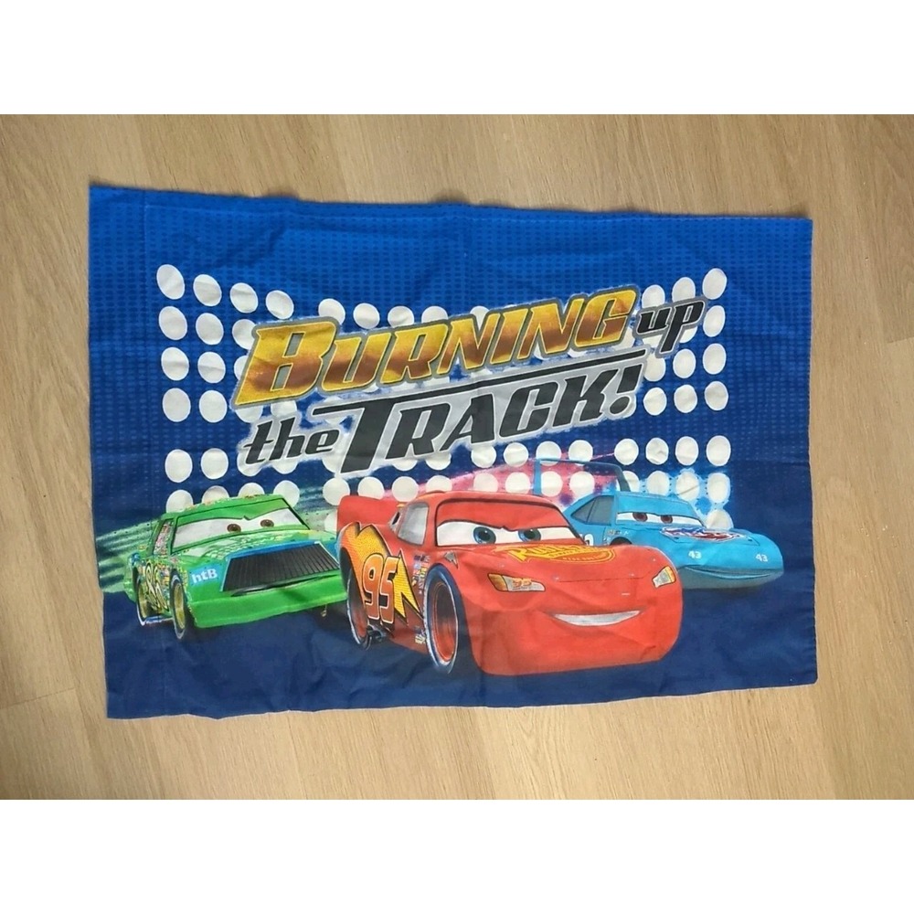 Disney Pixar Cars Burning Up The Track Lightning McQueen Pillowcase